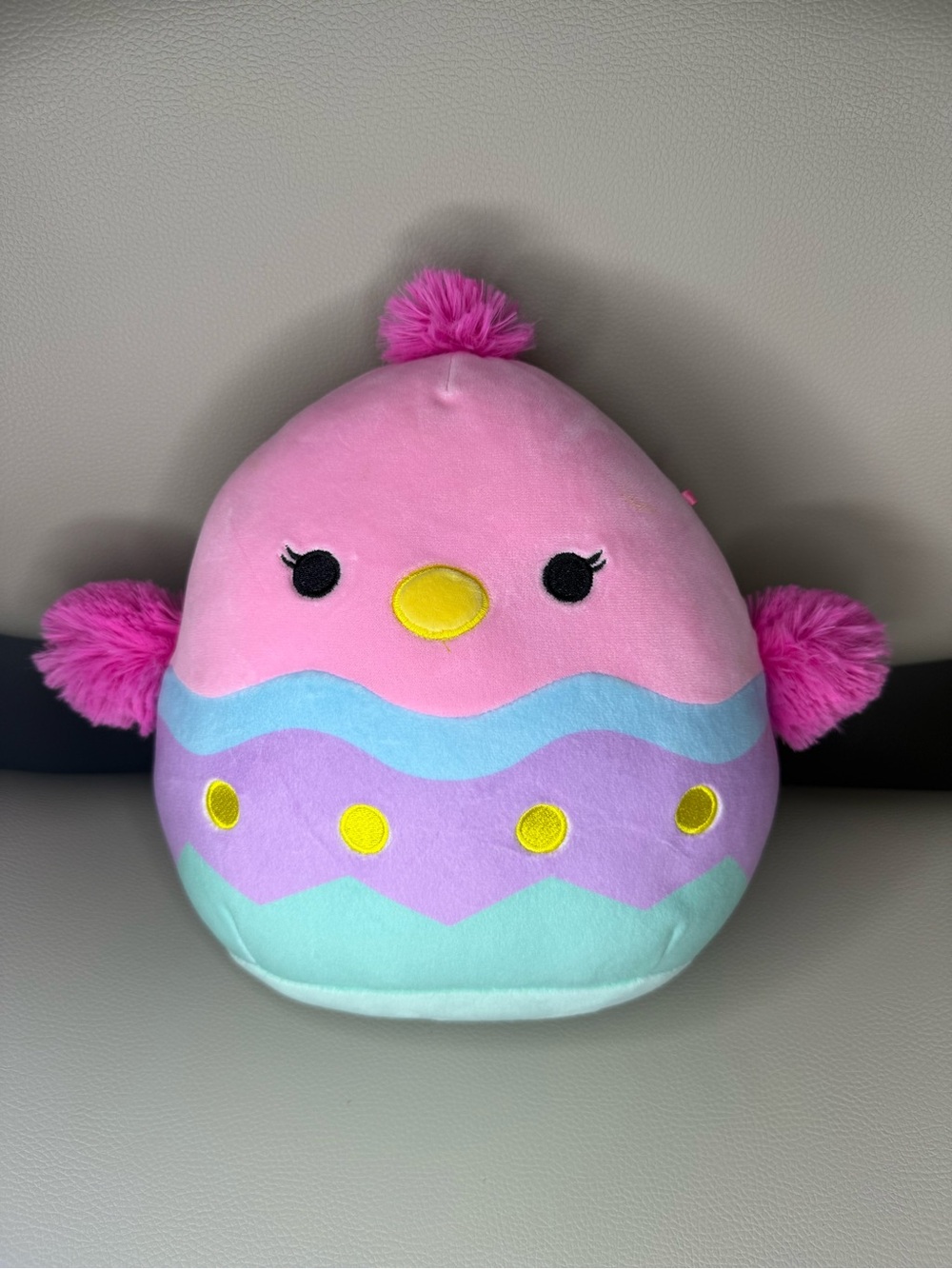 Squishmallows Pink Pastel Chick with Blue and Lavender Accents